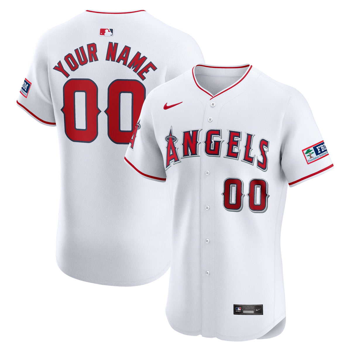 Los Angeles Angels Nike Home Elite Custom Patch Jersey White