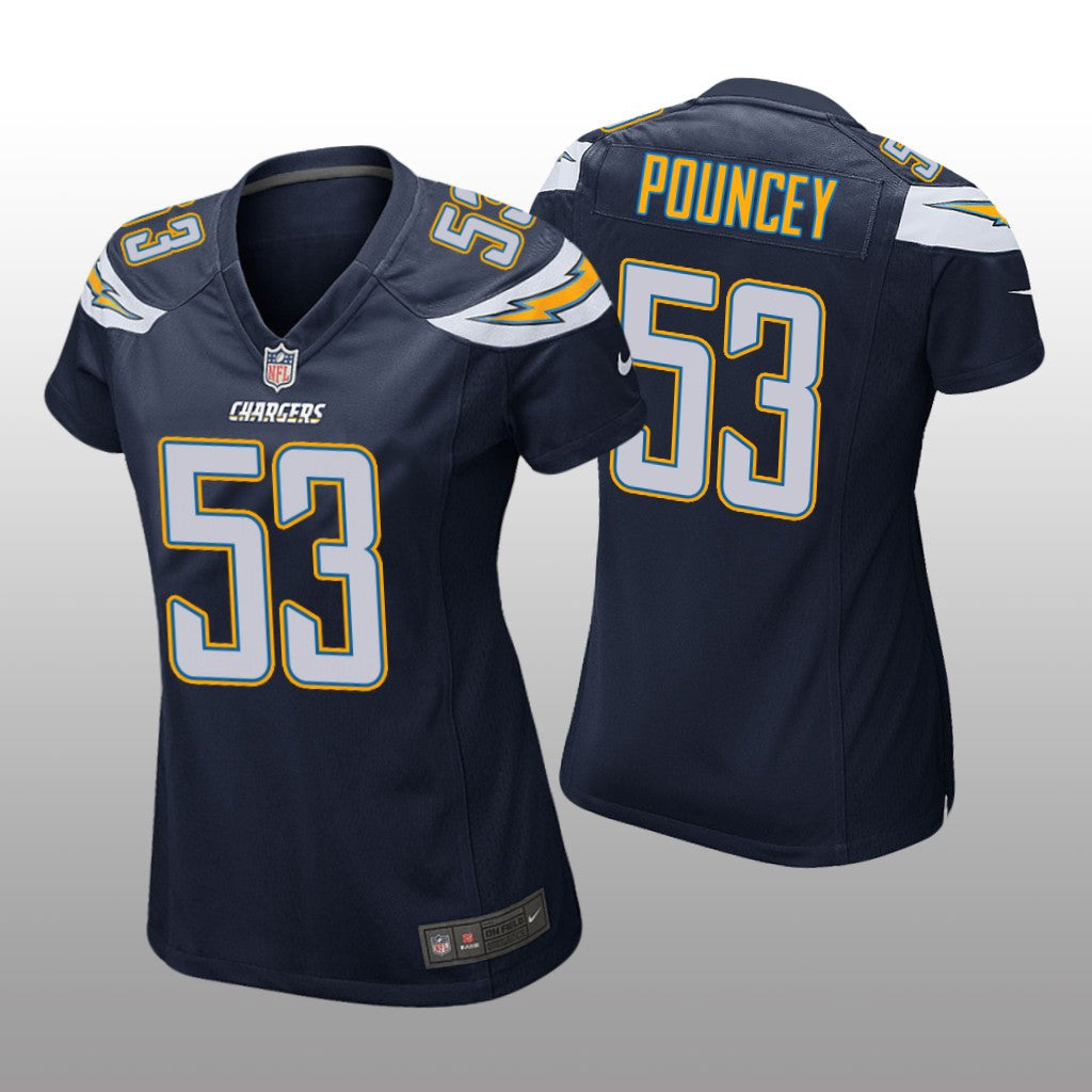 Los Angeles Chargers #53 Navy Mike Pouncey Game Jersey Women