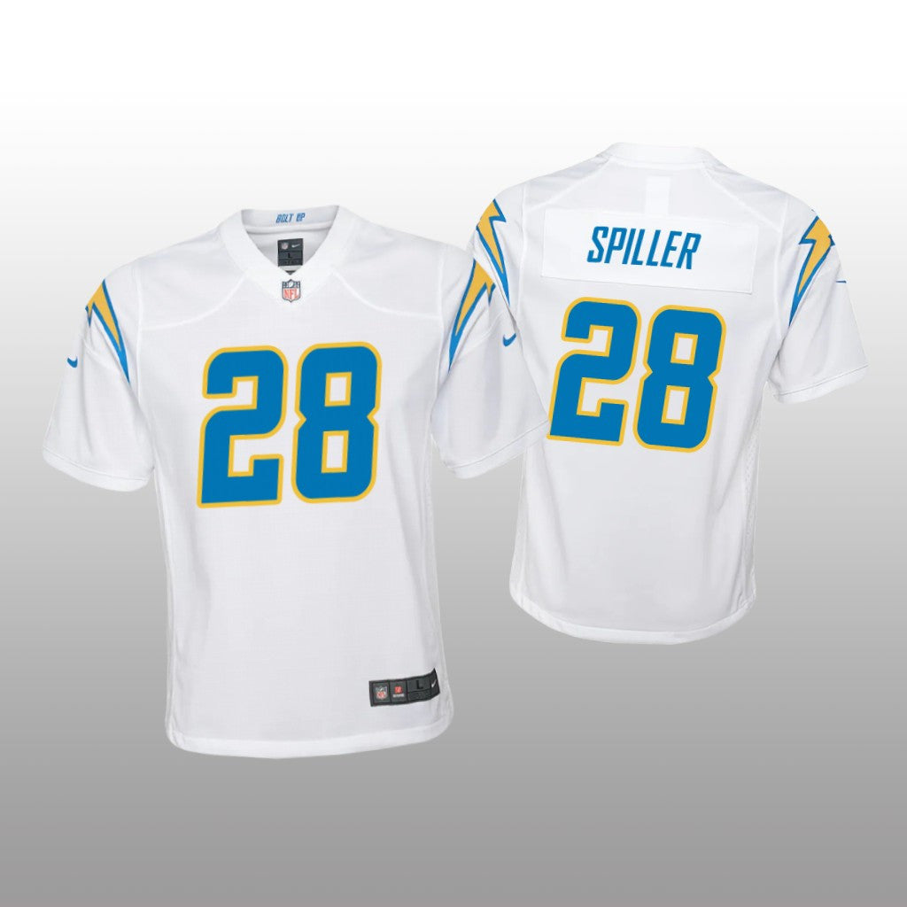 Los Angeles Chargers Isaiah Spiller White Jersey Game Youth