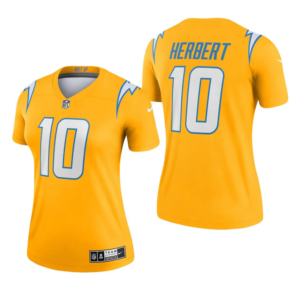 Los Angeles Chargers Justin Herbert Gold Jersey Inverted Legend Women's