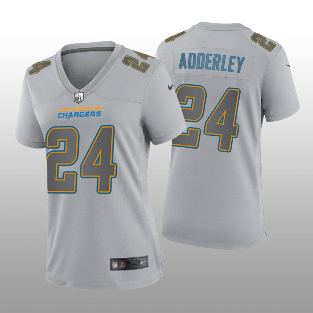 Los Angeles Chargers Nasir Adderley Gray Jersey Atmosphere Fashion Game Women's