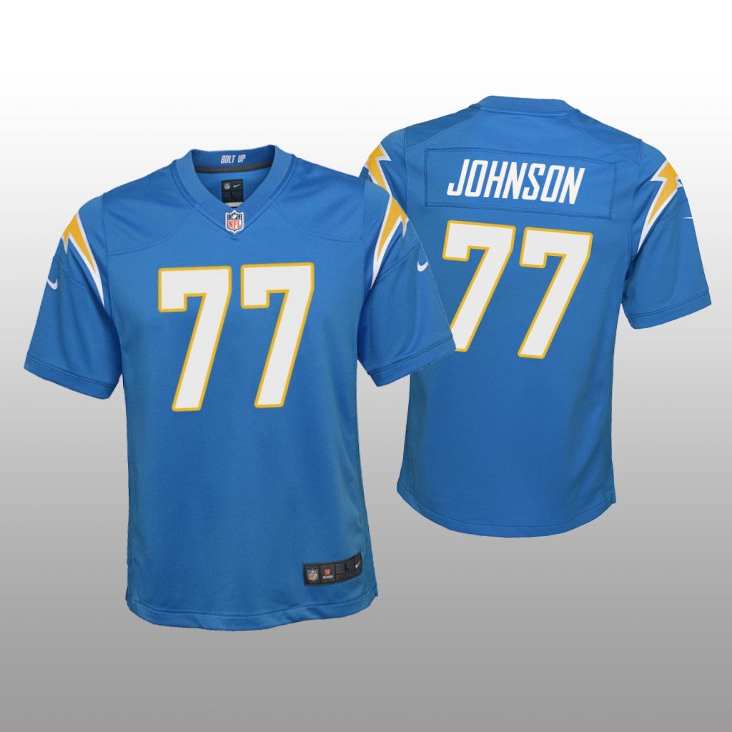 Los Angeles Chargers Zion Johnson Powder Blue Jersey Game Youth