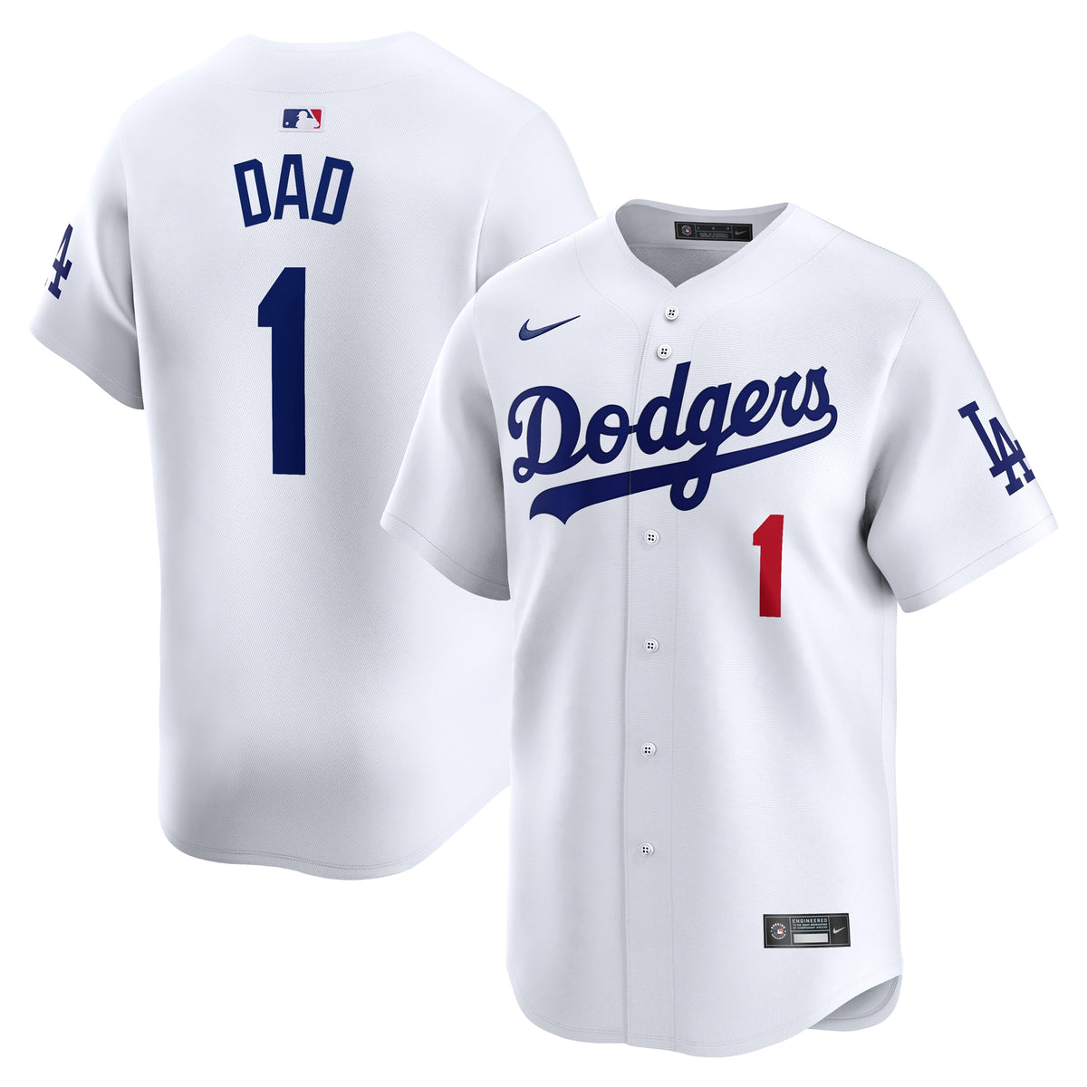 Los Angeles Dodgers Nike #1 Dad Home Limited Jersey White