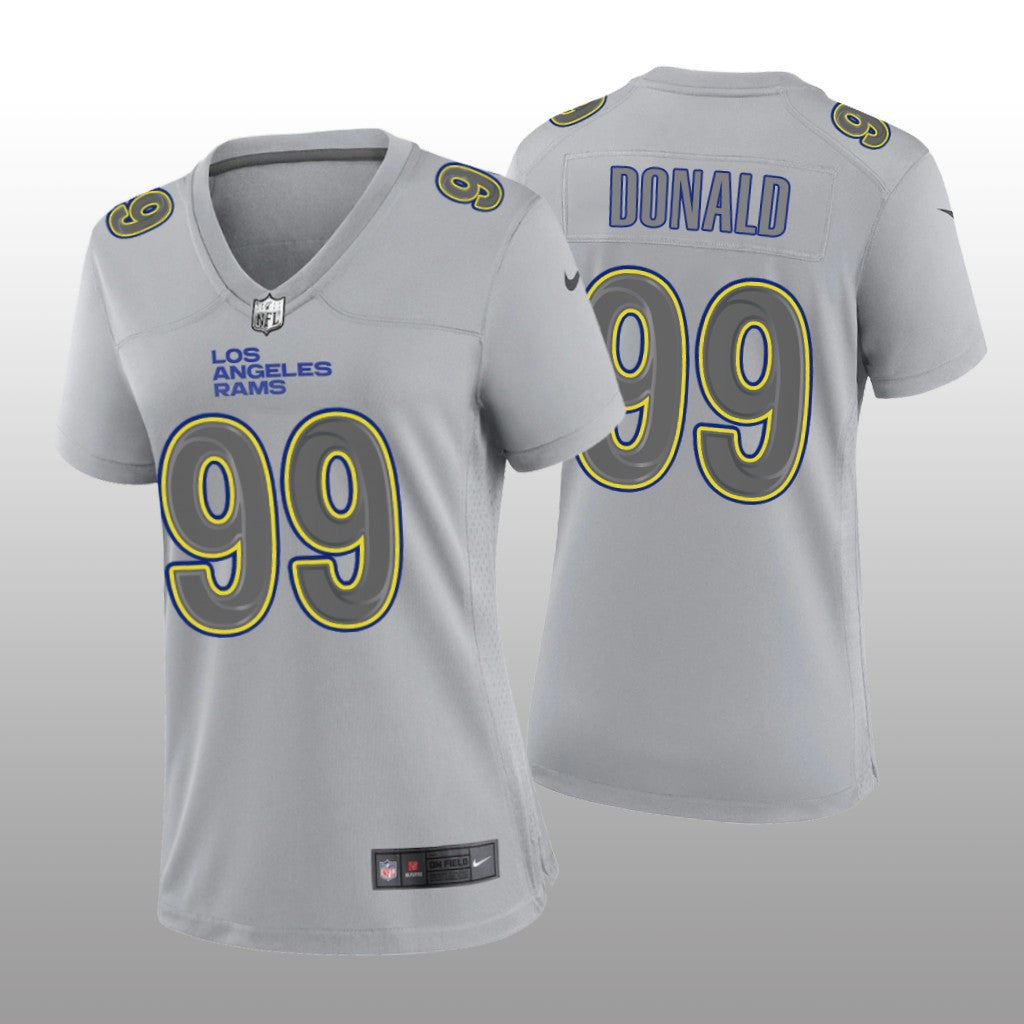 Los Angeles Rams Aaron Donald Gray Jersey Atmosphere Fashion Game Women's