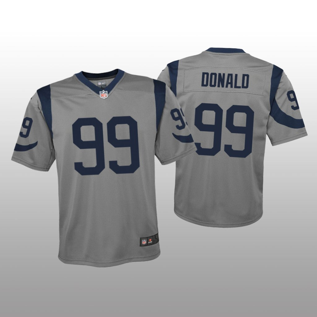 Los Angeles Rams Aaron Donald Gray Jersey Inverted Game Youth