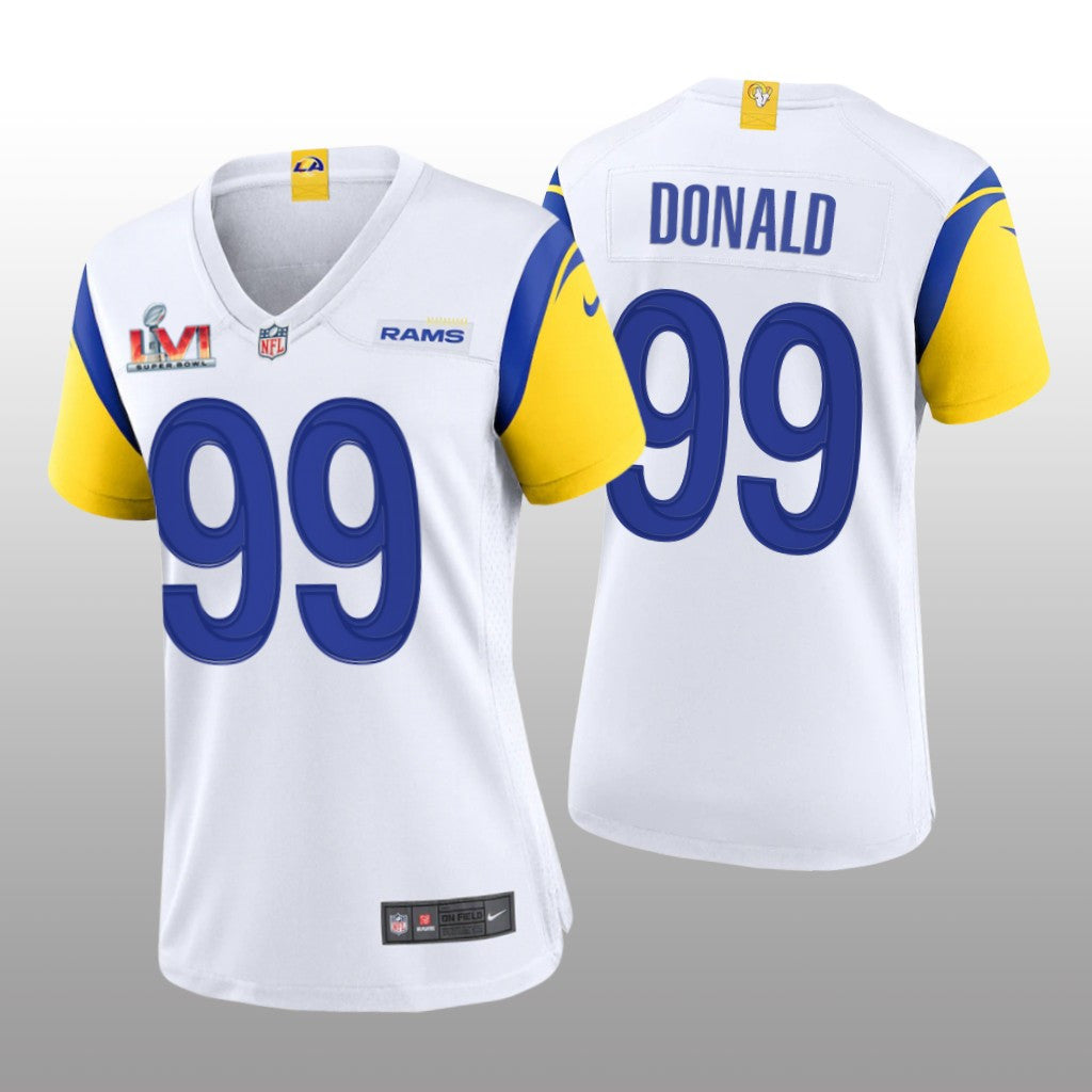Los Angeles Rams Aaron Donald White Game Jersey Super Bowl LVI Champions Women's