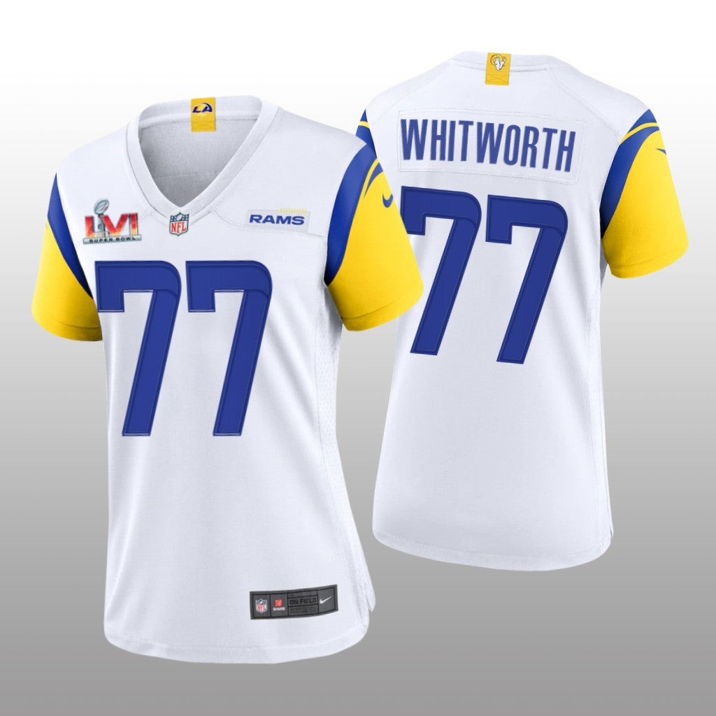 Los Angeles Rams Andrew Whitworth White Game Jersey Super Bowl LVI Champions Women's