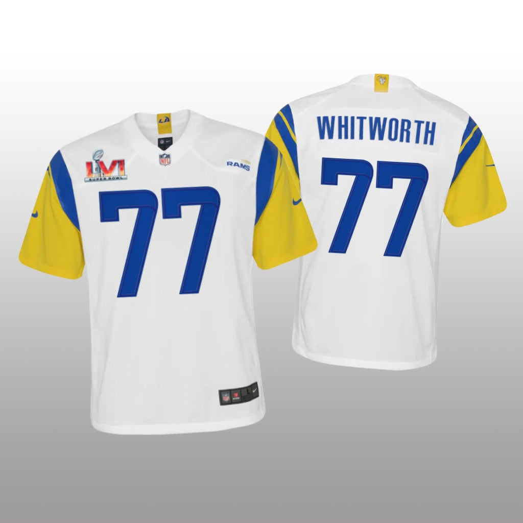 Los Angeles Rams Andrew Whitworth White Game Jersey Super Bowl LVI Youth