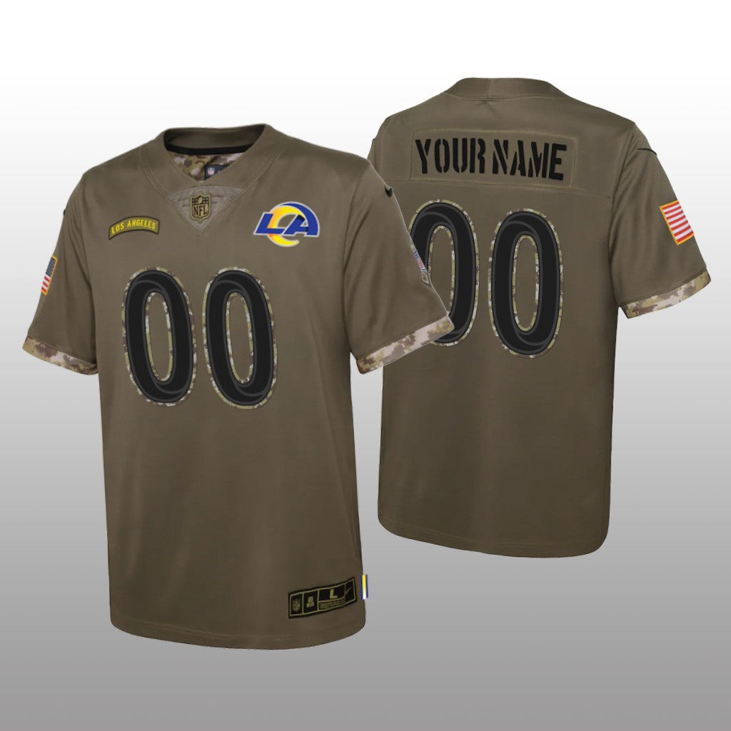 Los Angeles Rams Custom Olive Limited Jersey Salute To Service Youth