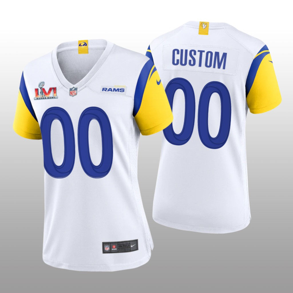 Los Angeles Rams Custom White Game Jersey Super Bowl LVI Champions Women's