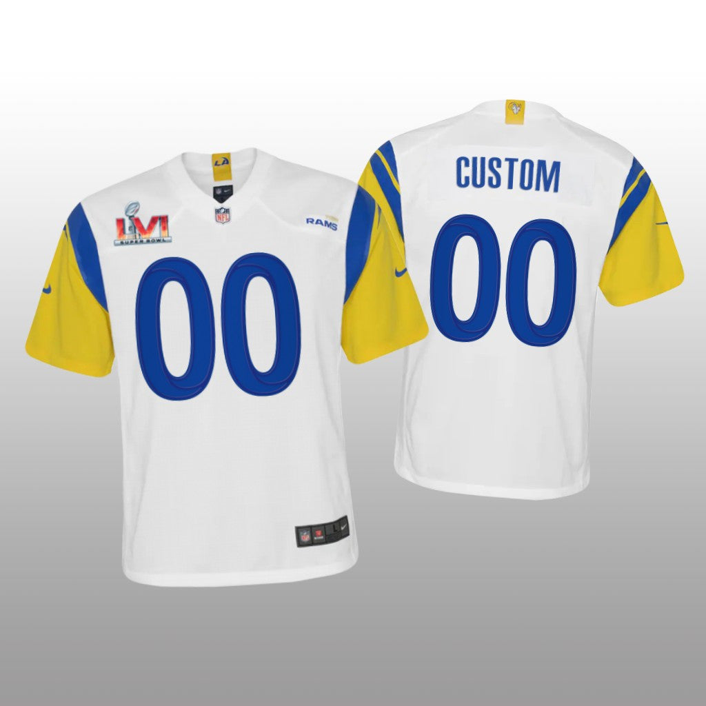 Los Angeles Rams Custom White Game Jersey Super Bowl LVI Youth