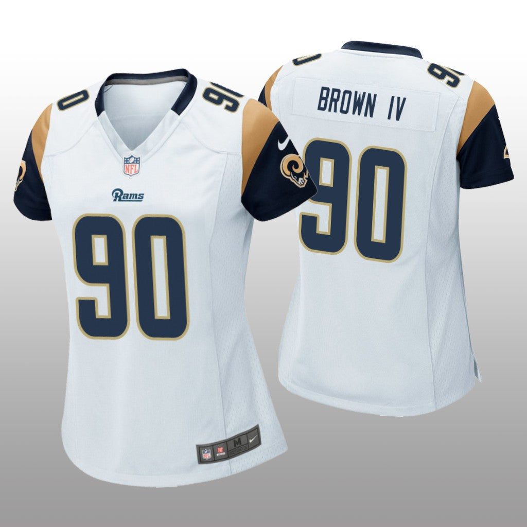 Los Angeles Rams Earnest Brown IV White Jersey Game Women's