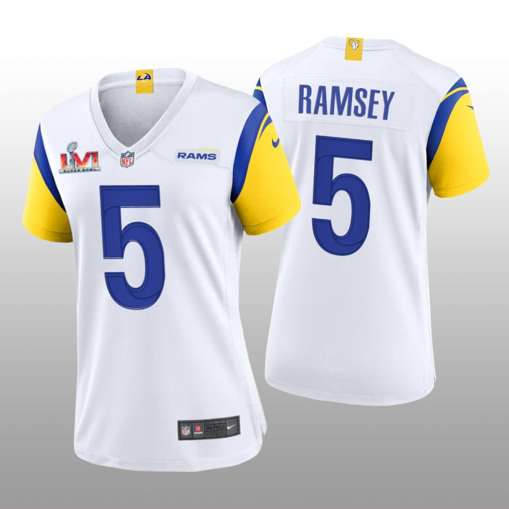 Los Angeles Rams Jalen Ramsey White Game Jersey Super Bowl LVI Champions Women's