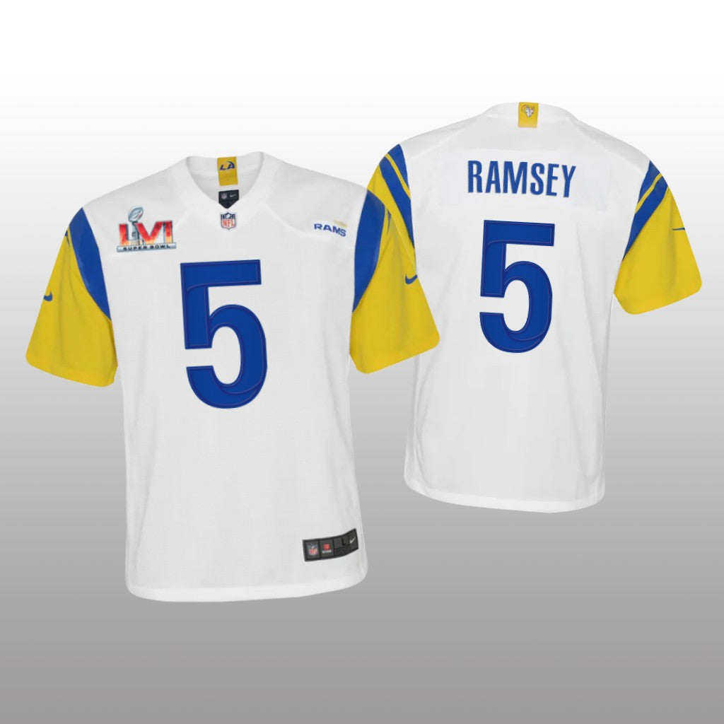 Los Angeles Rams Jalen Ramsey White Game Jersey Super Bowl LVI Youth