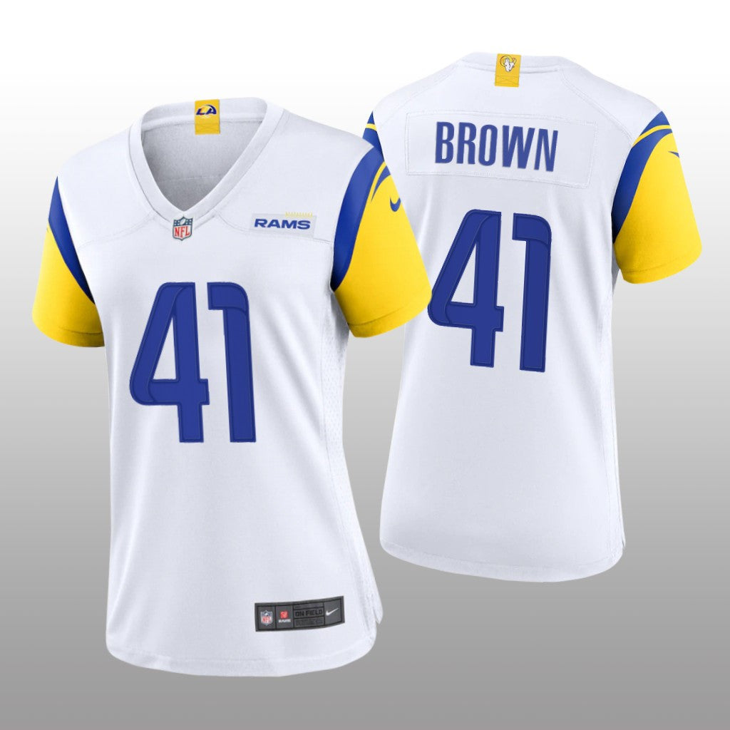 Los Angeles Rams Malcolm Brown White Jersey Alternate Game Women's