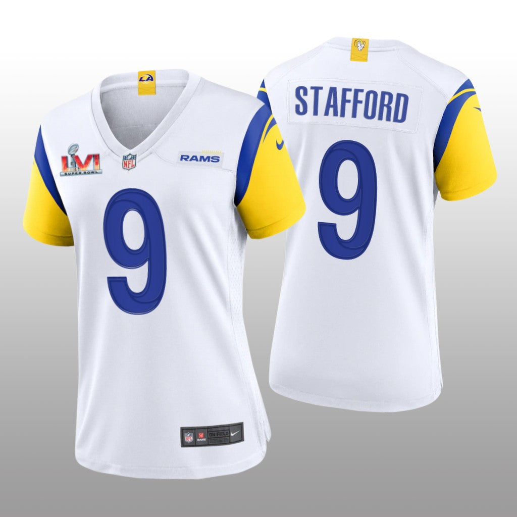 Los Angeles Rams Matthew Stafford White Game Jersey Super Bowl LVI Champions Women's