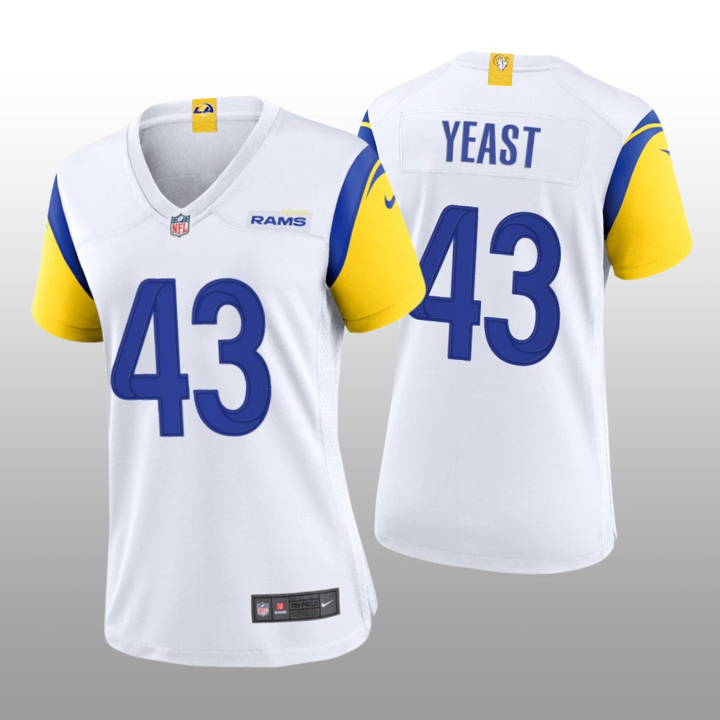 Los Angeles Rams Russ Yeast White Jersey Alternate Game Women's