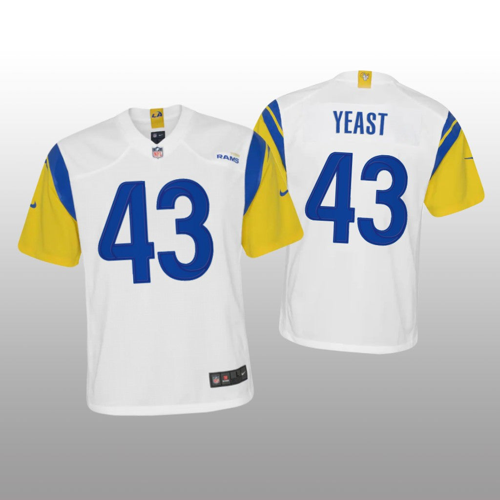 Los Angeles Rams Russ Yeast White Jersey Alternate Game Youth