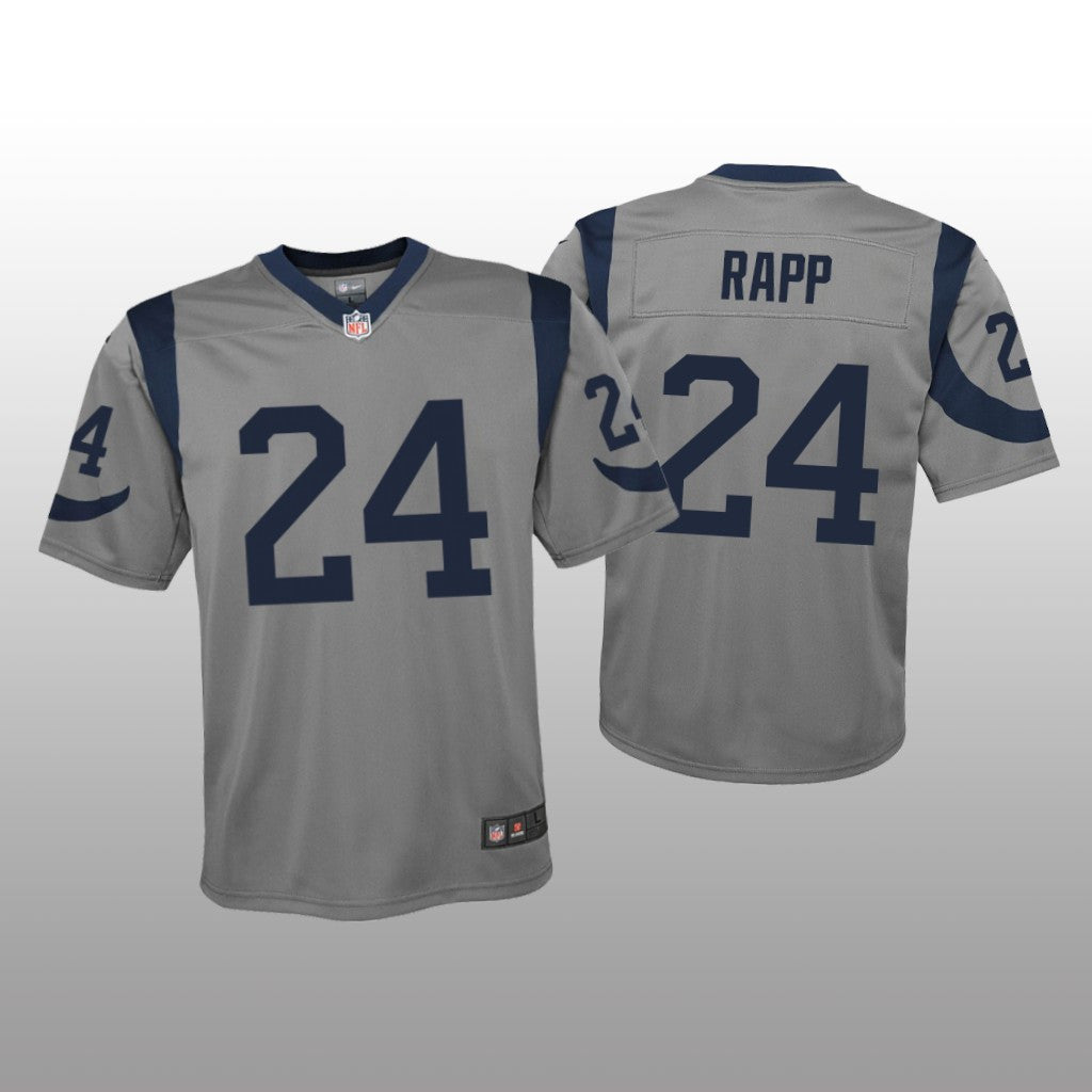 Los Angeles Rams Taylor Rapp Gray Jersey Inverted Game Youth