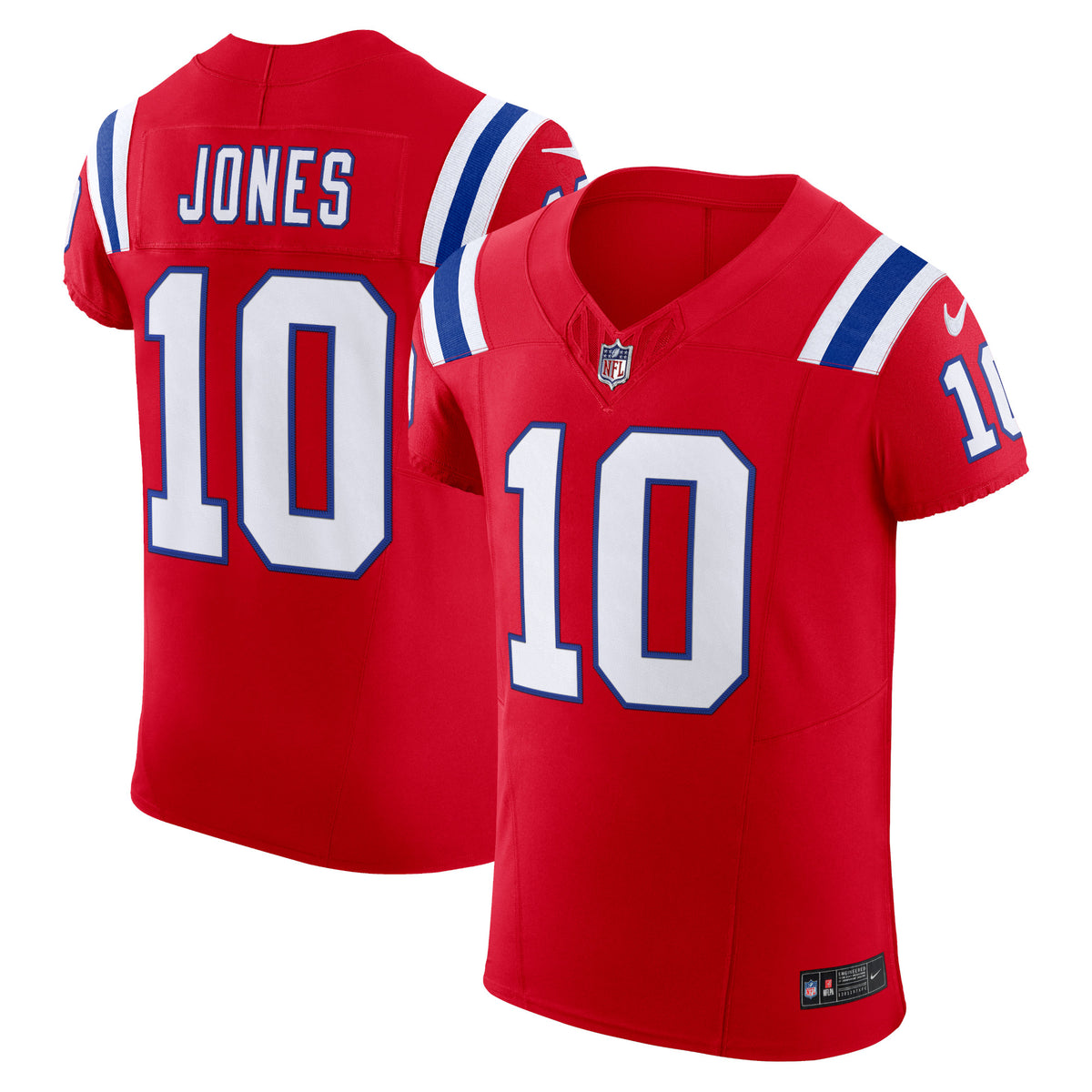 Mac Jones New England Patriots Nike Alternate Vapor F.U.S.E. Elite Jersey Red