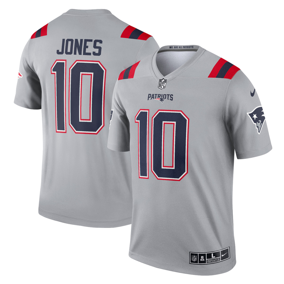 Mac Jones New England Patriots Nike Inverted Legend Jersey Gray
