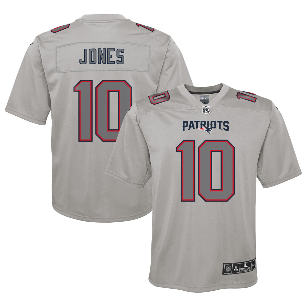 Mac Jones New England Patriots Nike Youth Atmosphere Fashion Game Jersey Gray
