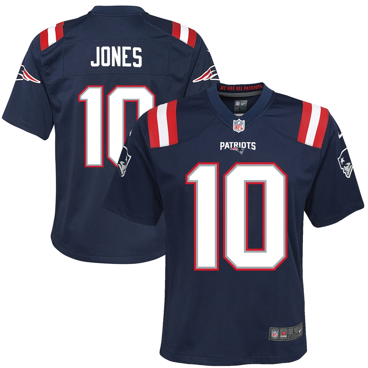 Mac Jones New England Patriots Nike Youth Game Jersey Navy