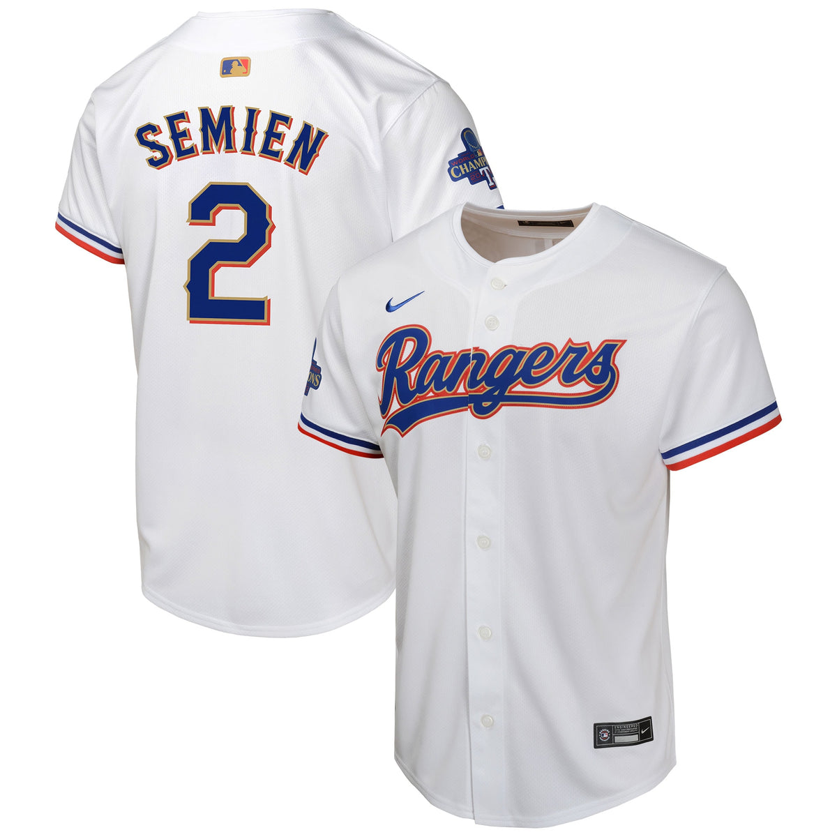Marcus Semien Texas Rangers Nike Youth 2024 Gold Collection Limited Player Jersey White