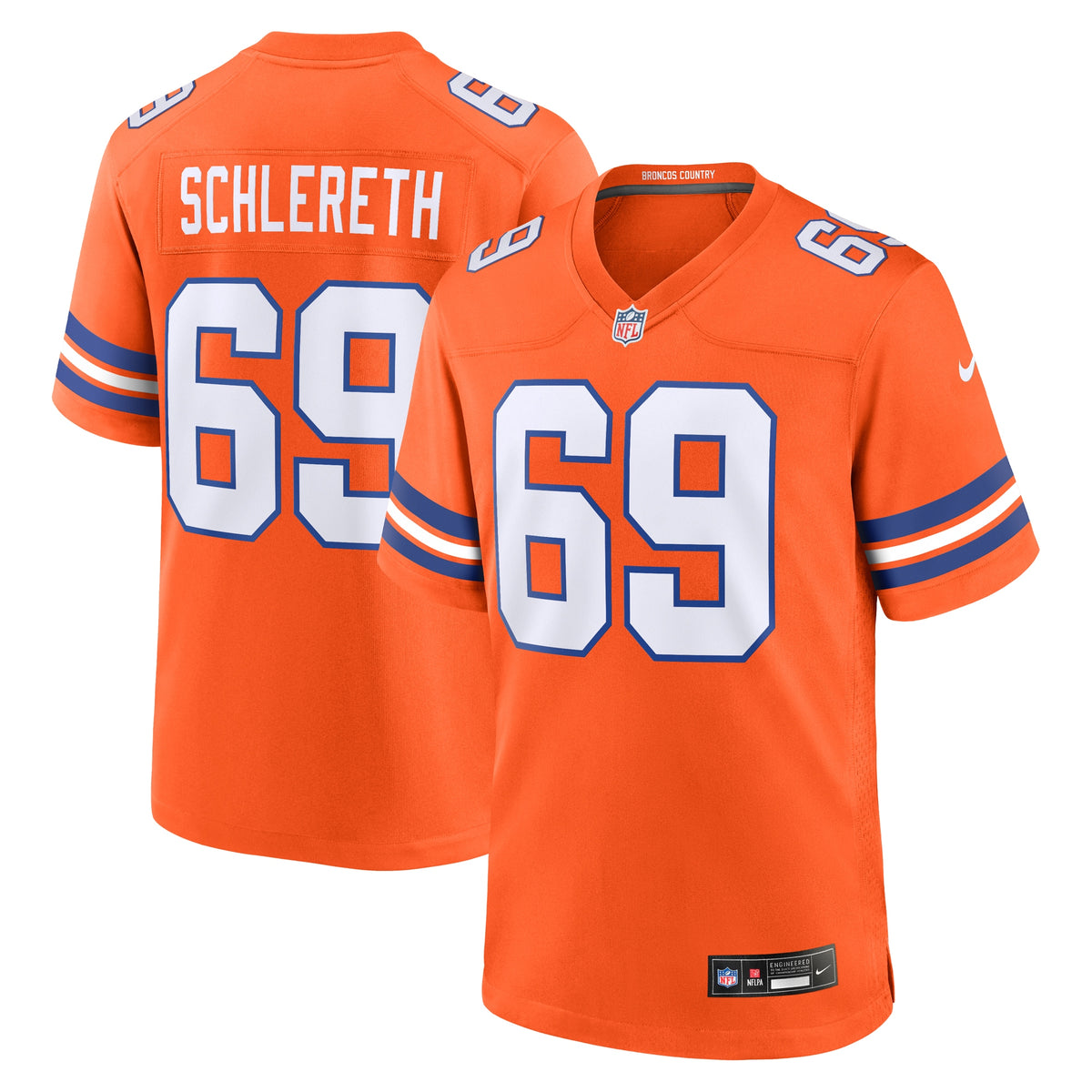 Mark Schlereth Denver Broncos Nike Mile High Collection 1977 Throwback Retired Player Game Jersey Orange