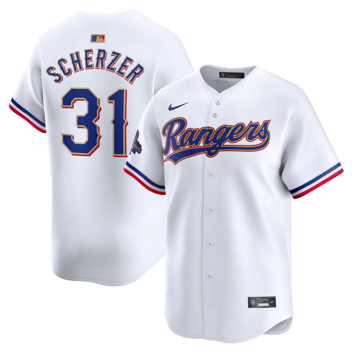 Max Scherzer Texas Rangers Nike 2024 Gold Collection Limited Player Jersey White