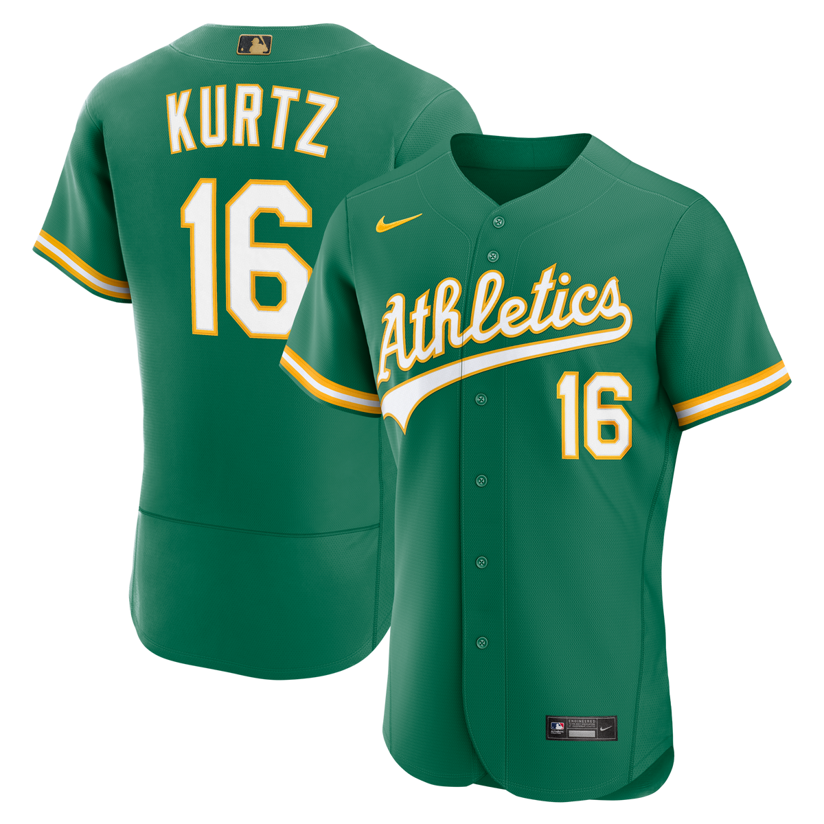 Men's Athletics Nick Kurtz Nike Green Alternate MLB Awards Authentic Jersey