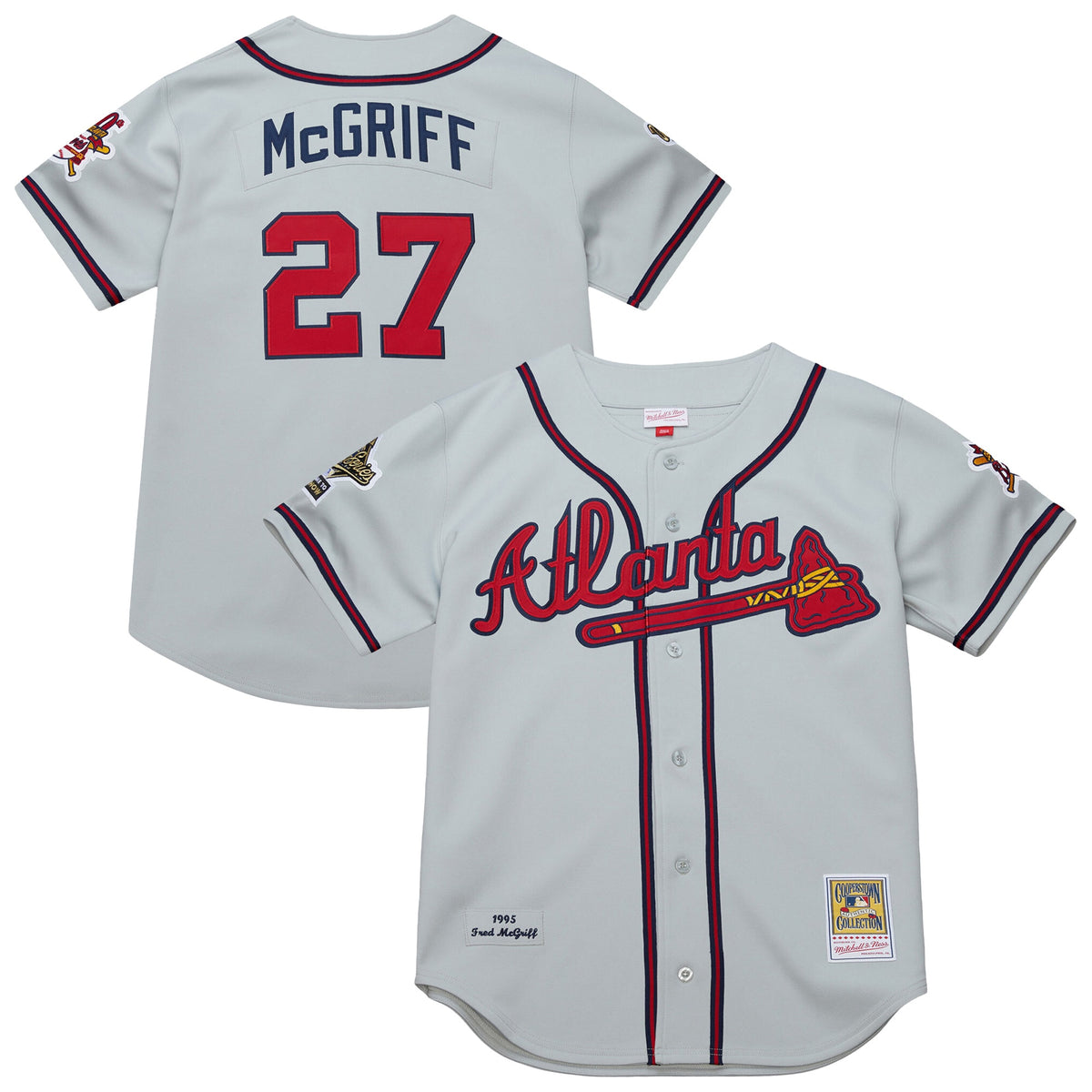 Men's Atlanta Braves Fred McGriff Mitchell & Ness Gray 1995 Throwback Authentic Jersey