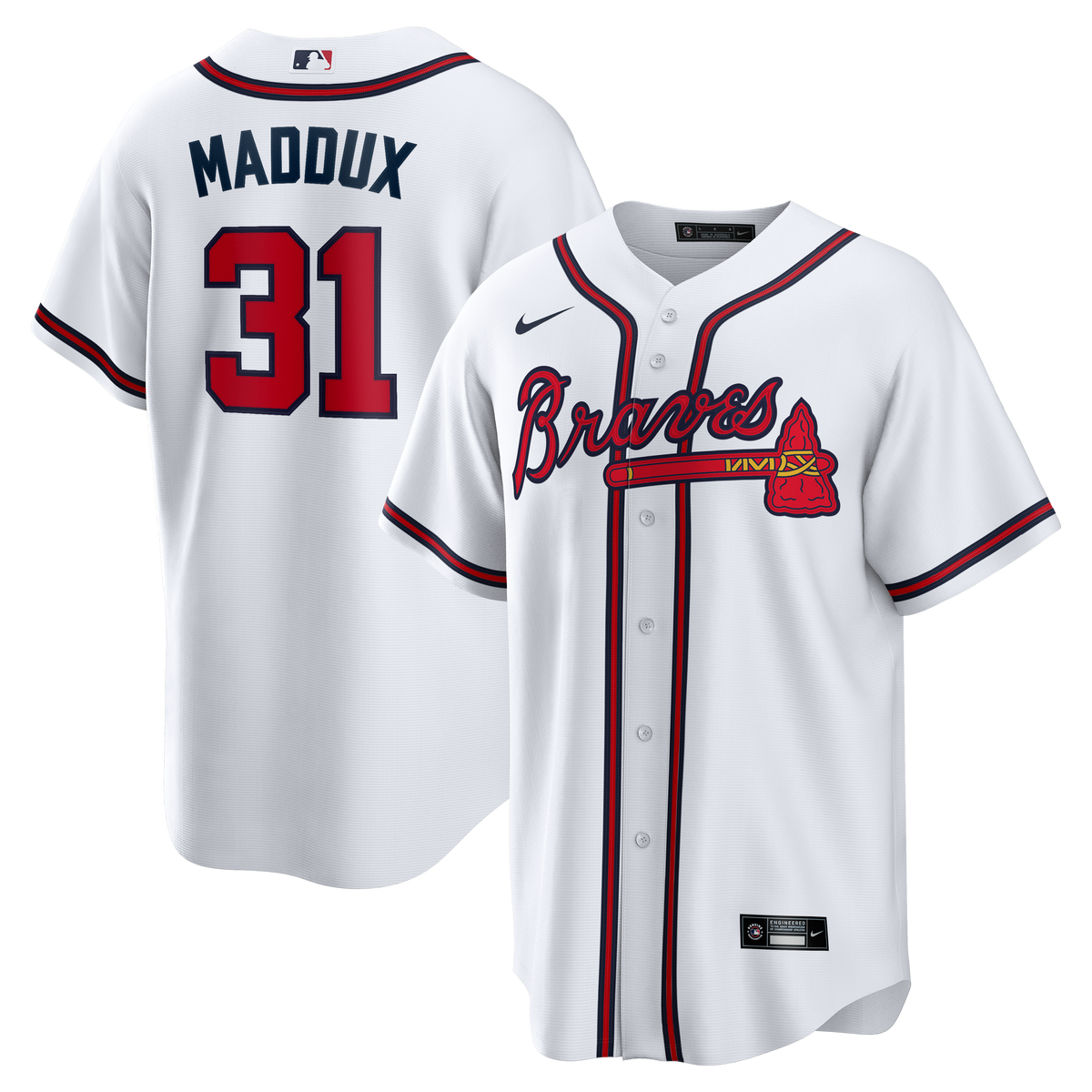 Men's Atlanta Braves Greg Maddux Nike White Home Retired Player Replica Jersey