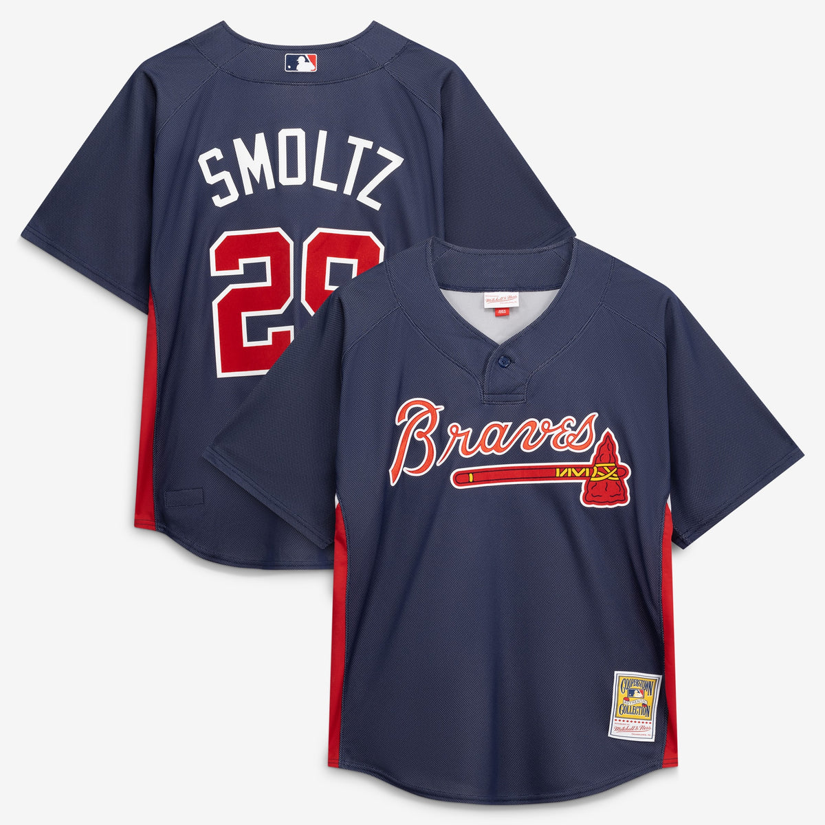 Men's Atlanta Braves John Smoltz Mitchell & Ness Navy Authentic Batting Practice Jersey