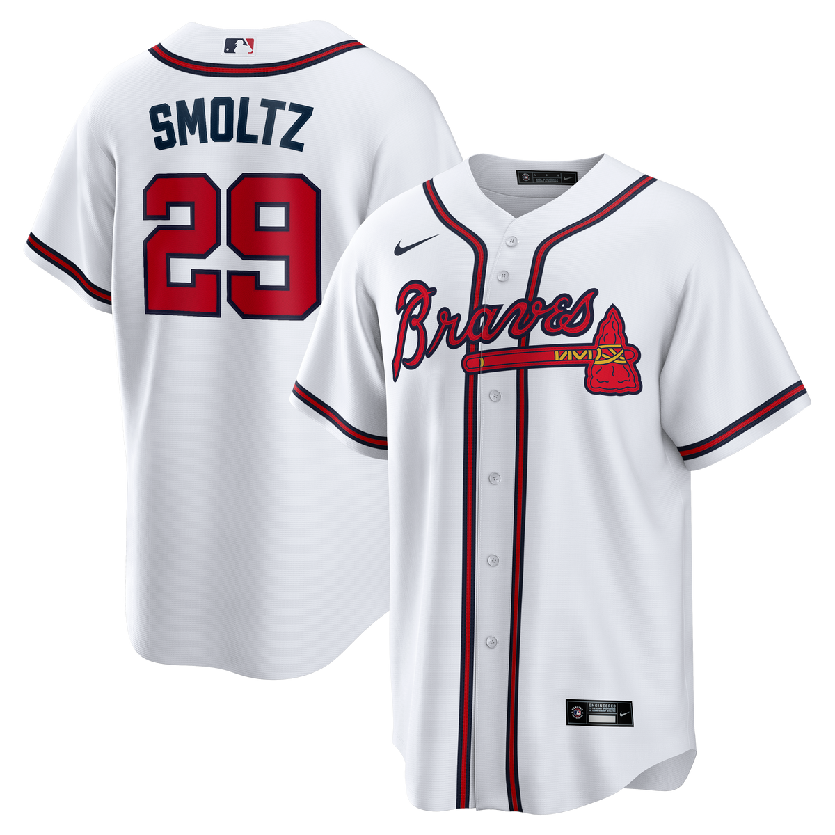 Men's Atlanta Braves John Smoltz Nike White Home Retired Player Replica Jersey