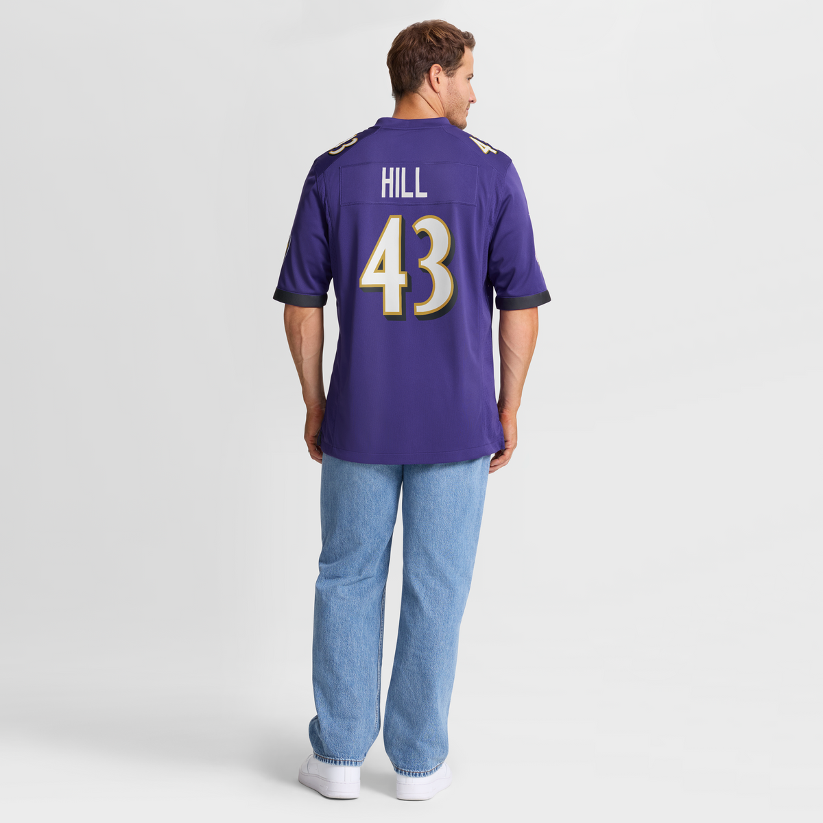 Men's Baltimore Ravens Justice Hill Nike Purple Game Jersey