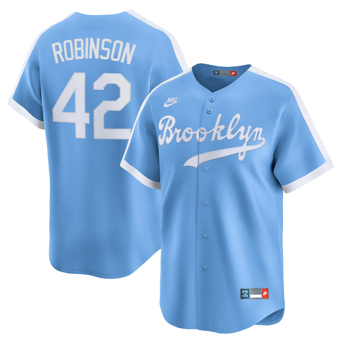 Men's Brooklyn Dodgers Jackie Robinson Nike Light Blue Cooperstown Collection Limited Jersey