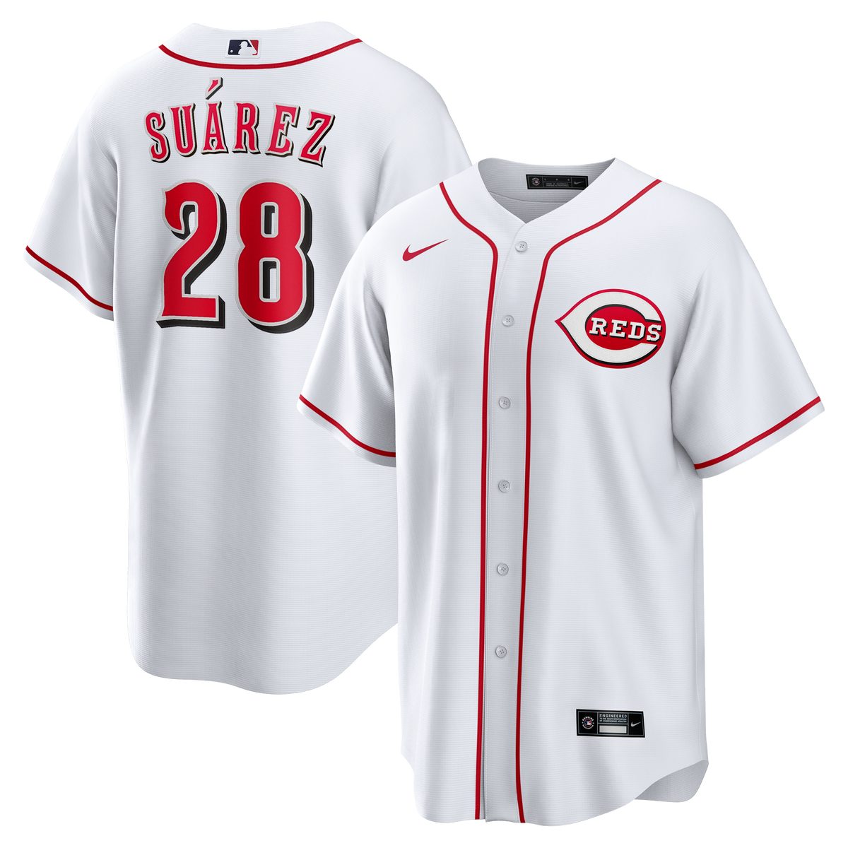 Men's Cincinnati Reds Eugenio Suí¡rez Nike White Home Replica Jersey