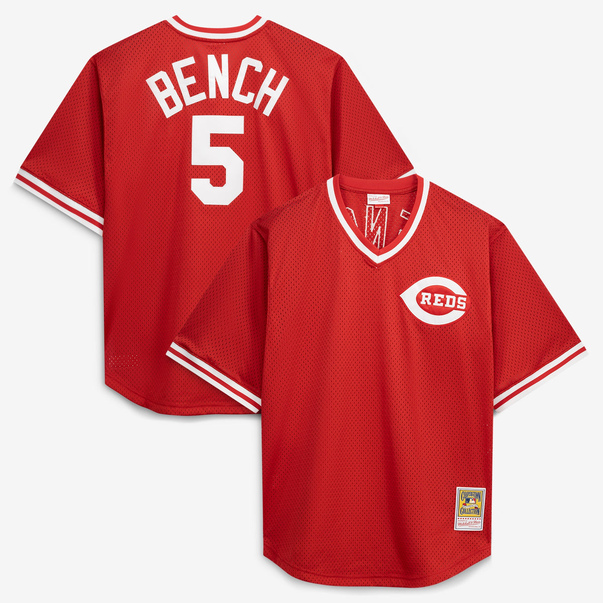 Men's Cincinnati Reds Johnny Bench Mitchell & Ness Red Cooperstown Collection Big & Tall Mesh Batting Practice Jersey