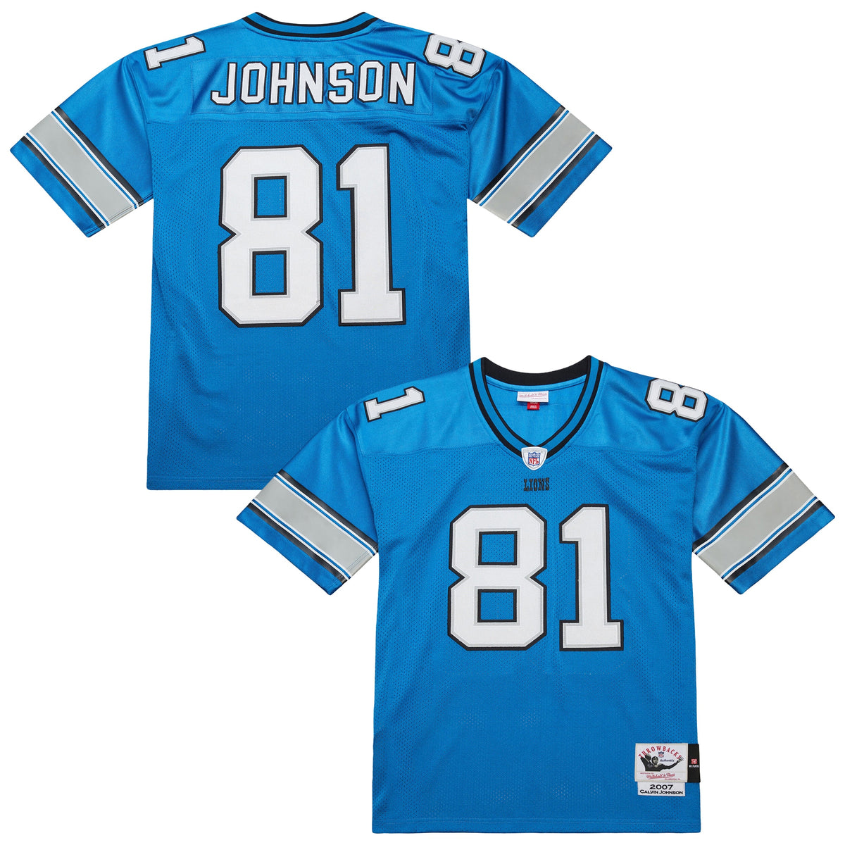 Men's Detroit Lions Calvin Johnson Mitchell & Ness Blue 2007 Authentic Throwback Retired Player Jersey