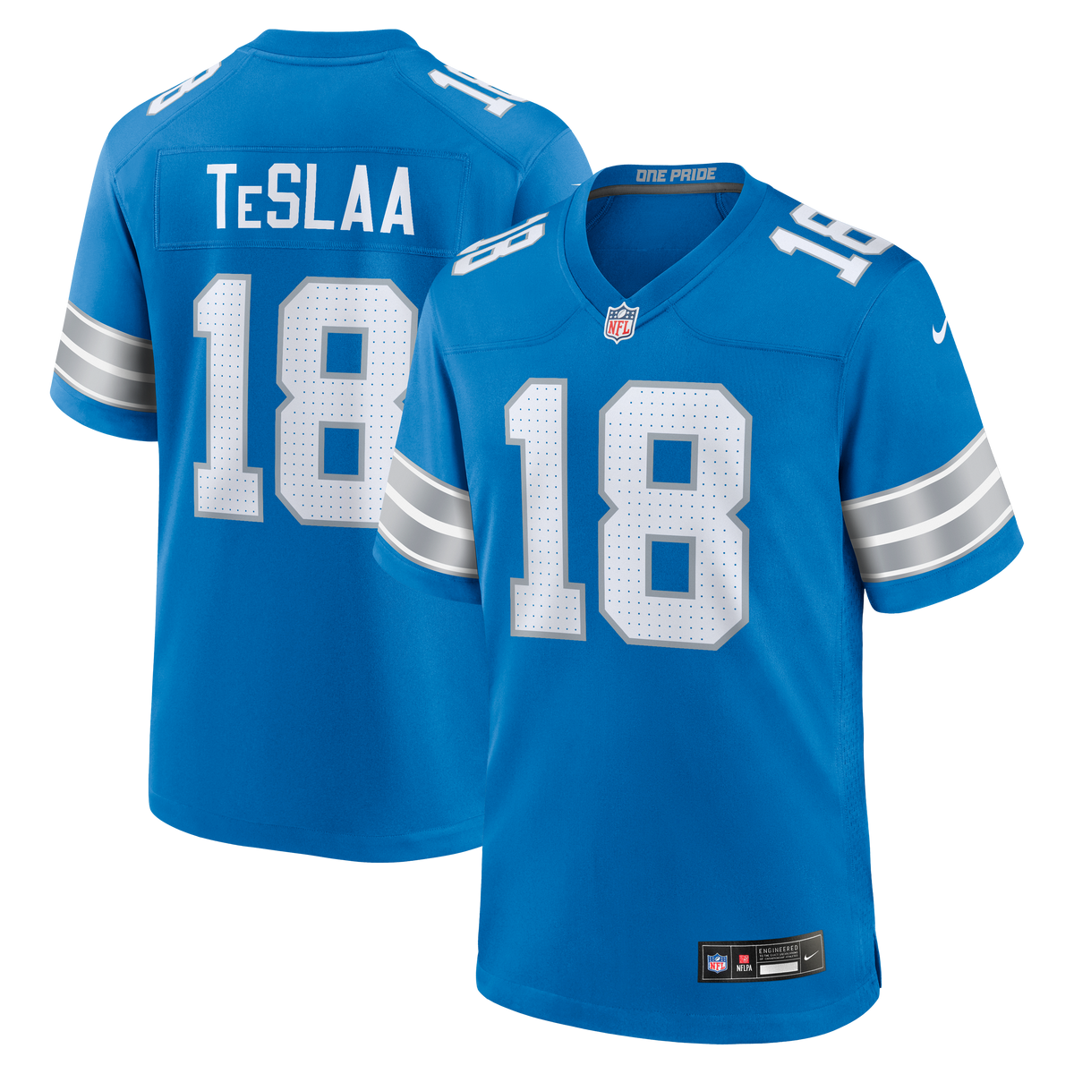 Men's Detroit Lions Isaac TeSlaa Nike Blue Game Player Jersey