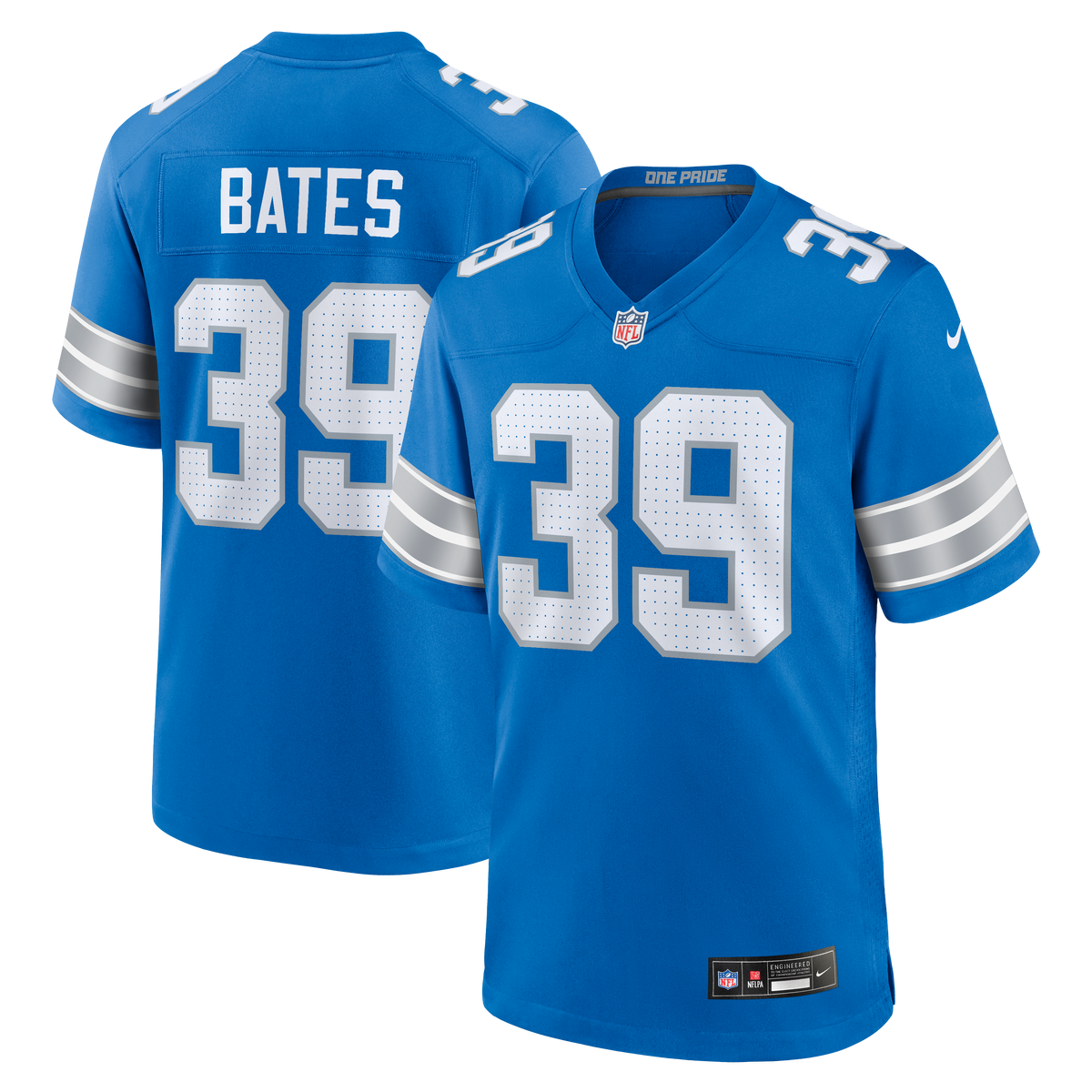 Men's Detroit Lions Jake Bates Nike Blue Team Game Jersey