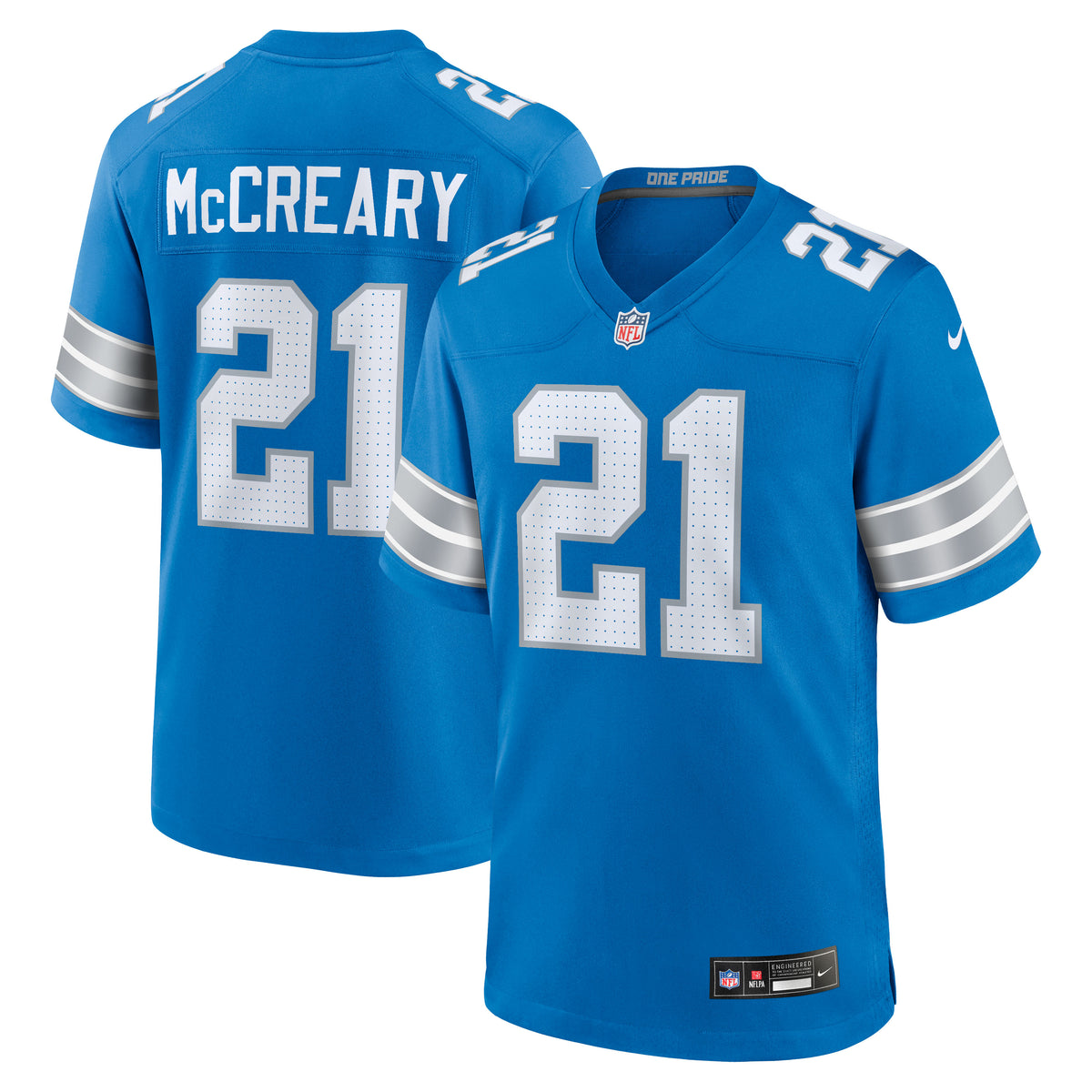 Men's Detroit Lions Roger McCreary Nike Blue Team Game Jersey