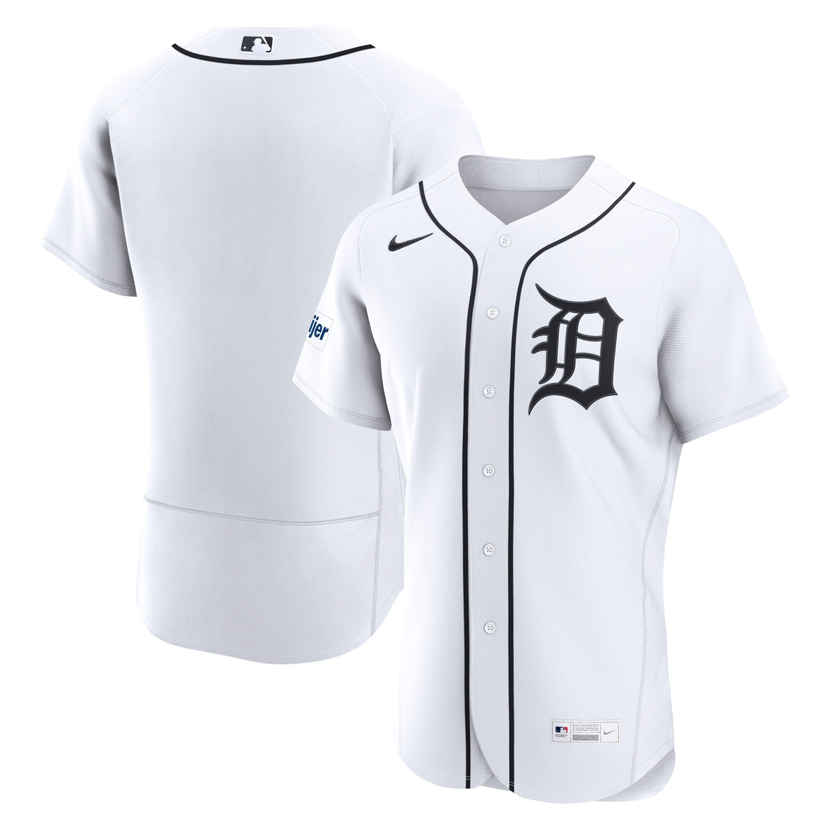 Men's Detroit Tigers Nike White Home Sponsor Patch Authentic Jersey