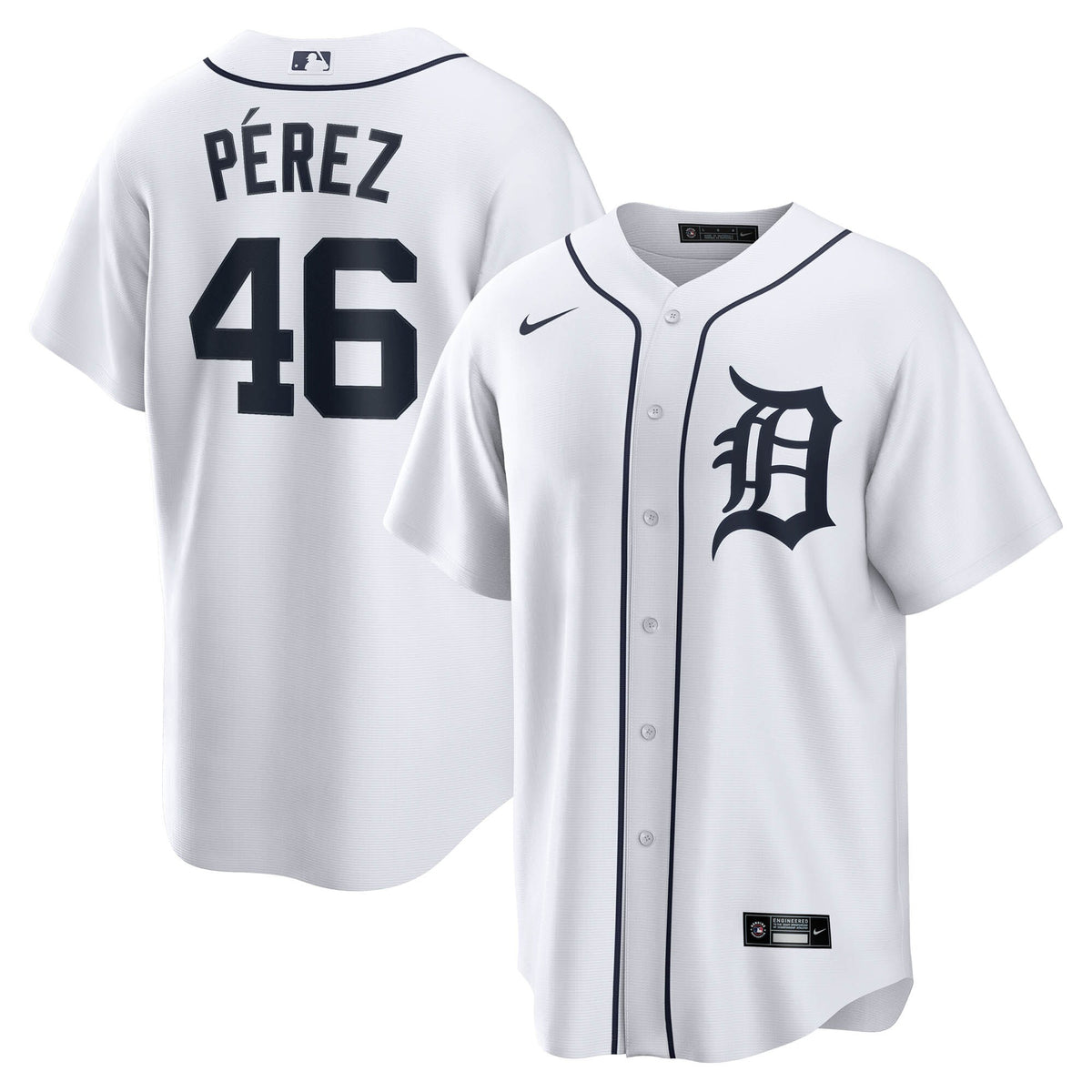 Men's Detroit Tigers Wenceel Pí©rez Nike White Home Replica Jersey