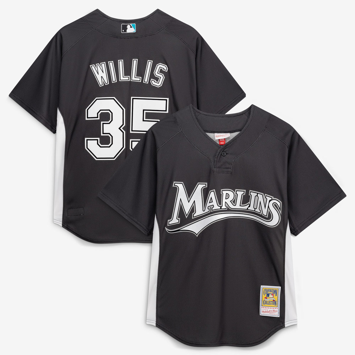 Men's Florida Marlins Dontrelle Willis Mitchell & Ness Black Authentic Batting Practice Jersey