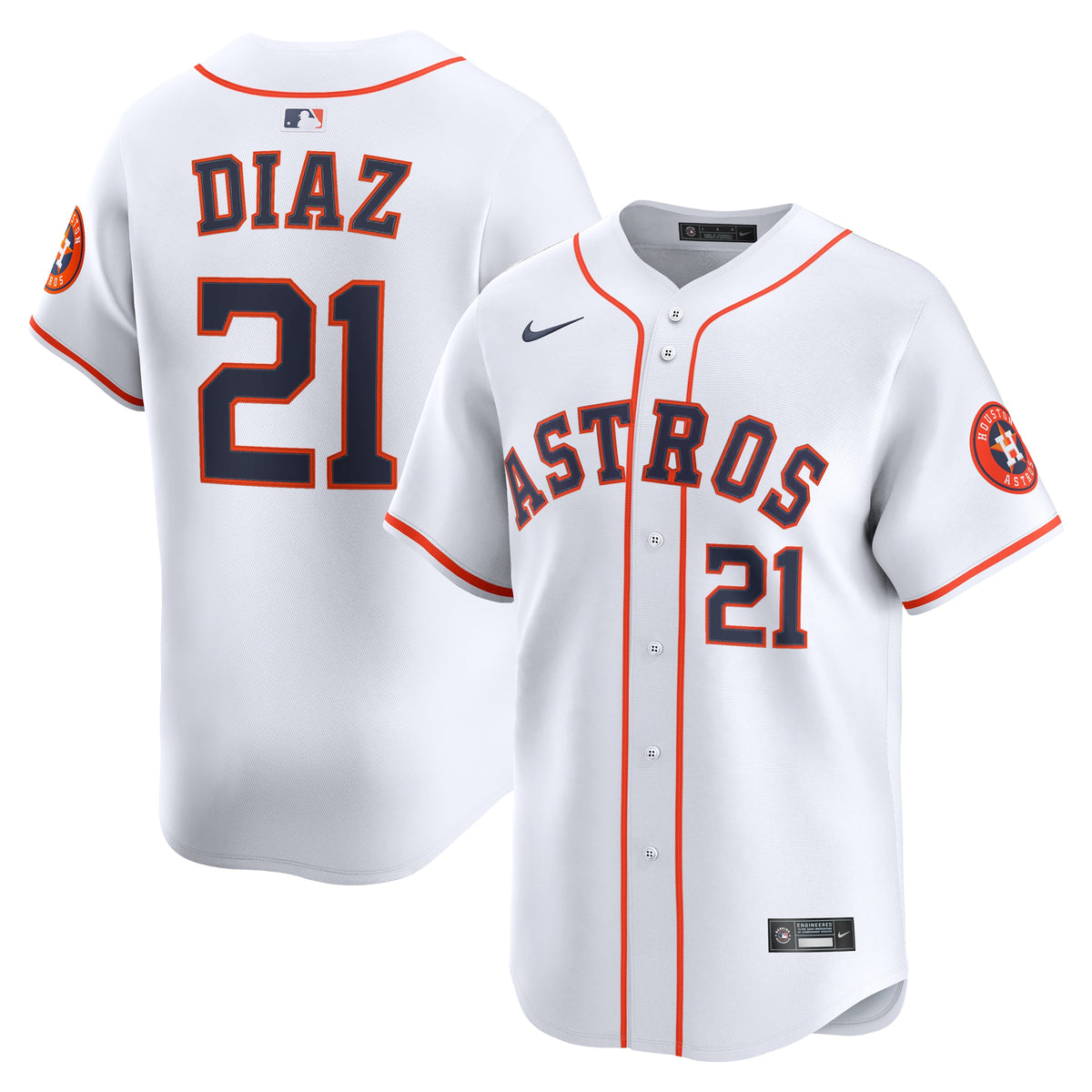 Men's Houston Astros Yainer Diaz Nike White Home Limited Player Jersey