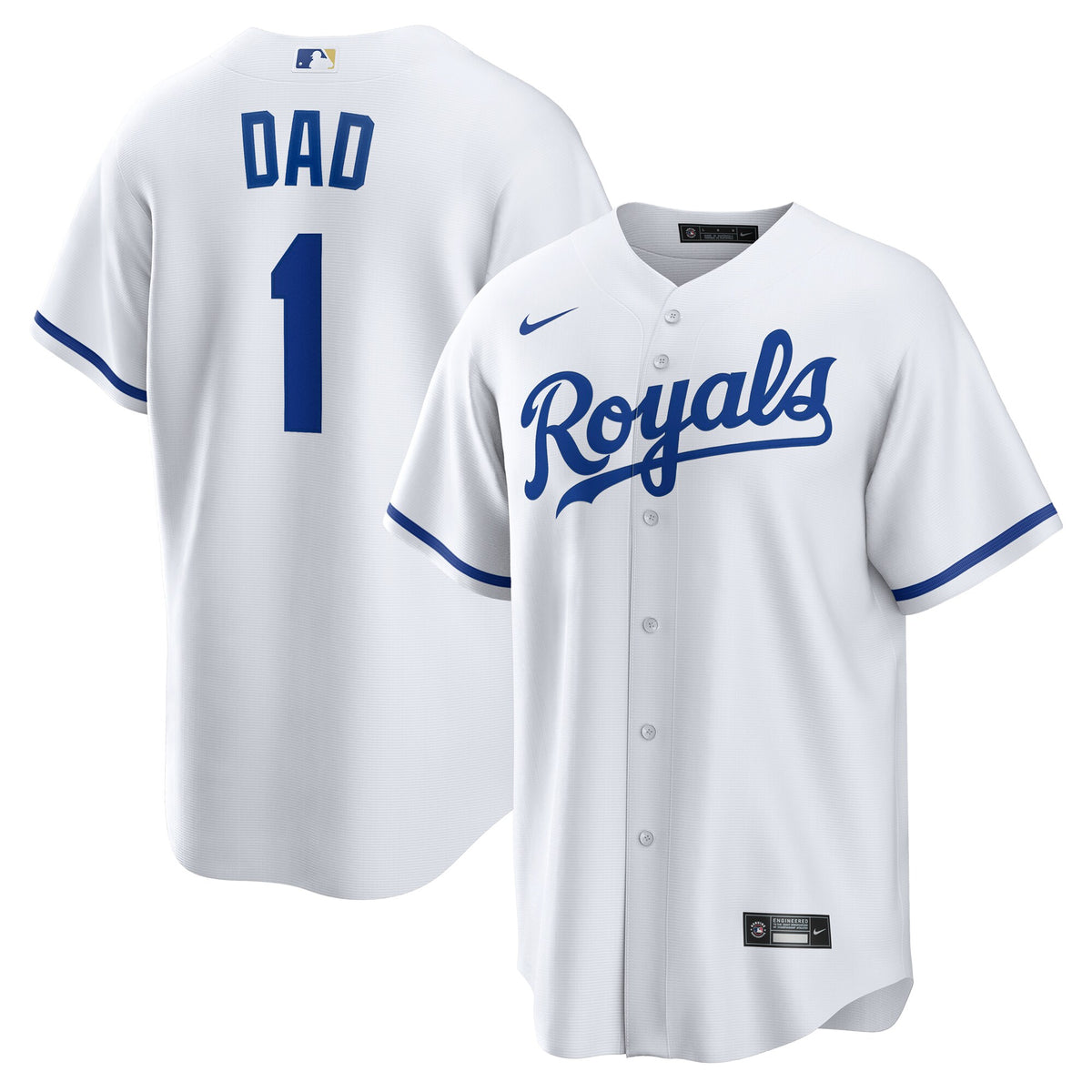 Men's Kansas City Royals Nike White #1 Dad Home Replica Jersey