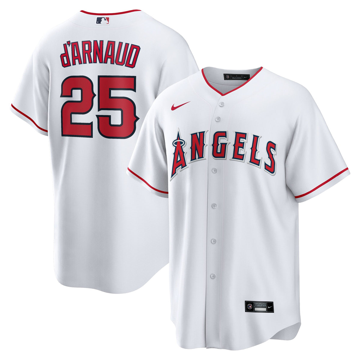 Men's Los Angeles Angels Travis d&'Arnaud Nike White Home Replica Jersey