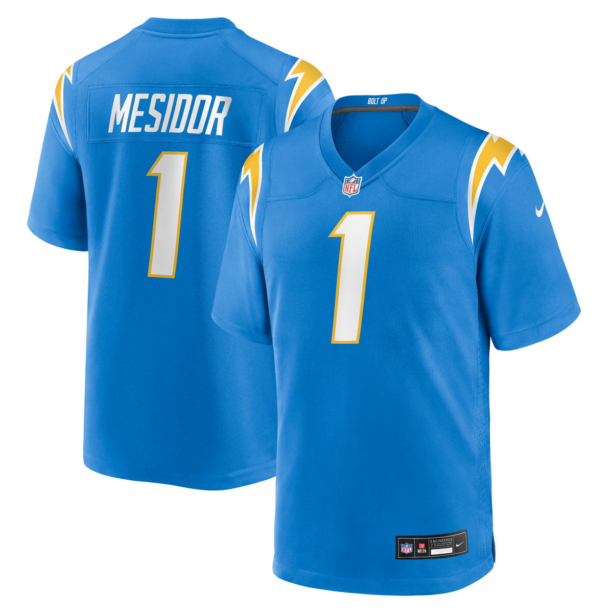 Men's Los Angeles Chargers Akheem Mesidor Nike Powder Blue 2026 NFL Draft First Round Pick No. 22 Team Game Jersey